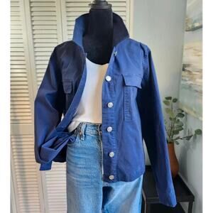 Candace Cameron Bure Medium Navy Blue Trucker Jacket